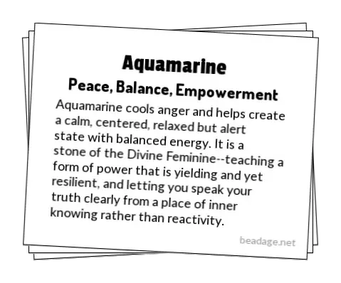 Aquamarine Printable Gemstone Properties Cards