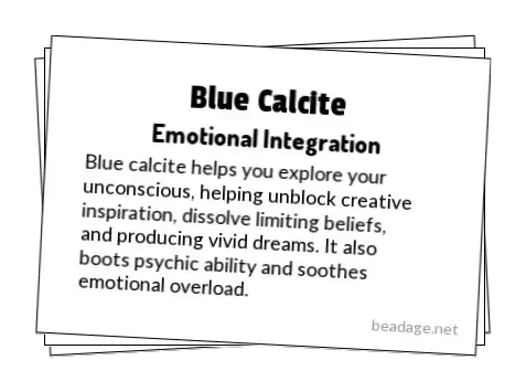 Blue Calcite Printable Gemstone Properties Cards