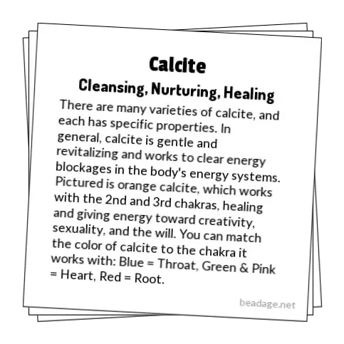 Calcite Printable Gemstone Properties Cards