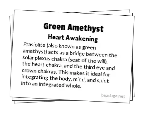 Green Amethyst Printable Gemstone Properties Cards
