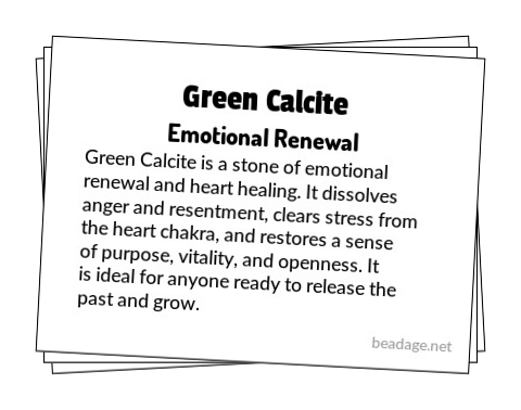 Green Calcite Printable Gemstone Properties Cards