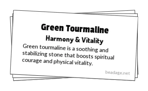 Green Tourmaline Printable Gemstone Properties Cards