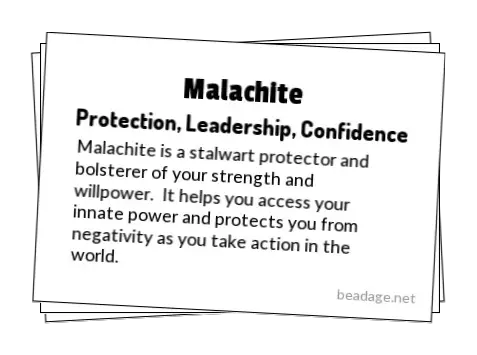 Malachite Printable Gemstone Properties Cards