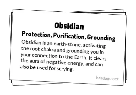 Obsidian Printable Gemstone Properties Cards