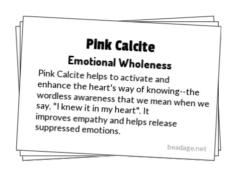 Pink Calcite Printable Gemstone Properties Cards