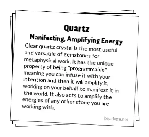 Quartz Printable Gemstone Properties Cards