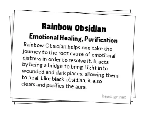 Rainbow Obsidian Printable Gemstone Properties Cards