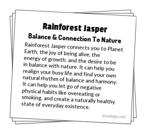Rainforest Jasper Printable Gemstone Properties Cards