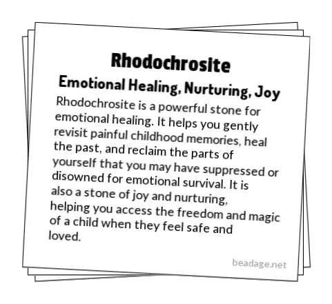 Rhodochrosite Printable Gemstone Properties Cards