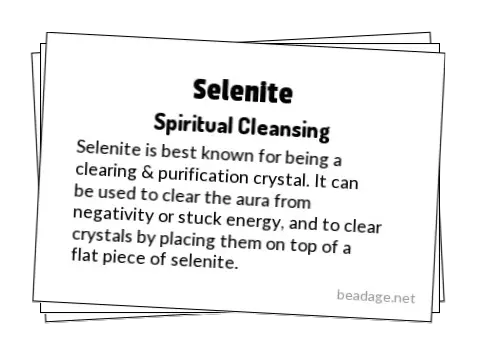 Selenite Printable Gemstone Properties Cards