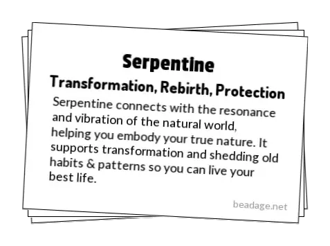 Serpentine Printable Gemstone Properties Cards