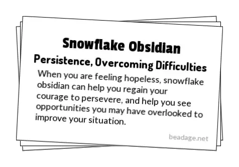 Snowflake Obsidian Printable Gemstone Properties Cards
