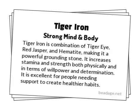 Tiger Iron Printable Gemstone Properties Cards