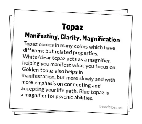 Topaz Printable Gemstone Properties Cards