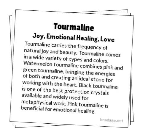 Tourmaline Printable Gemstone Properties Cards
