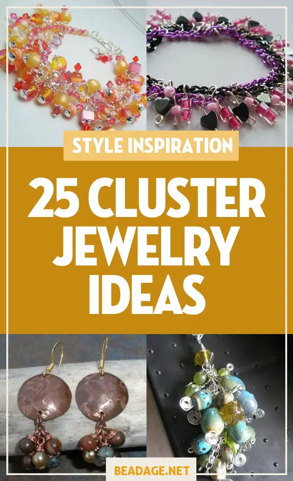 25 Cluster Jewelry Making Ideas | If you like bold, chunky, funky jewelry, you’ll love cluster necklaces, bracelets, and earrings. Here are some project ideas to try! | DIY Jewelry Making Ideas, Beading Ideas, Handcrafted Beaded Jewelry, Handmade, Beginners, Tutorials, Craft Projects | Fashion, Accessoreis, Jewels, Gems, Style | #craft #diy #jewelrymaking #beading #beadage #fashion #accessories #jewelry #style