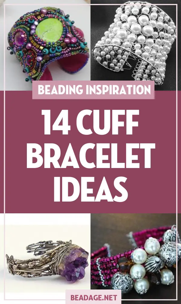 14 Beaded Cuff Bracelet Ideas | Wide cuffs can make an elegant statement. Here are some of our favorite beaded cuff ideas for you to try your hand at making. Styles include bead embroidery, woven wire, knitting with beads, memory wire, and more! | DIY Jewelry Making Ideas, Beading Ideas, Handcrafted Beaded Jewelry, Handmade, Beginners, Tutorials, Craft Projects | Fashion, Accessoreis, Jewels, Gems, Style | #craft #diy #jewelrymaking #beading #beadage #fashion #accessories #jewelry #style