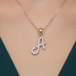 10K Solid Gold Diamonds Letter Necklace | Handmade Initial Necklace | Personalized Christmas Gift | Real Lab Grown Diamonds | Fine Jewelry