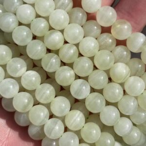 10mm Banded Green Calcite Beads - Natural Stone - Full Strand - 15"