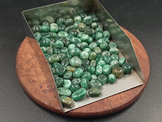 10pcs Natural Green Jade Tumble, Polished Gemstone, Smooth Loose Nuggets, For Good Luck, Meditation Beads, Diy Craft, Healing Crystal