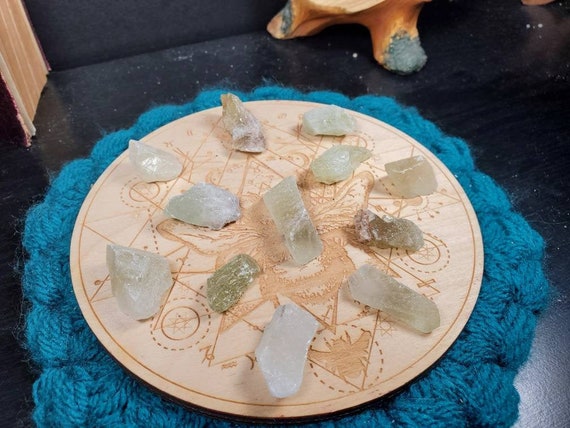 12 Pcs Green Calcite Raw Crystal Set Wire Wrapping Crystals Grid Crystals Jewelry Craft Gridding