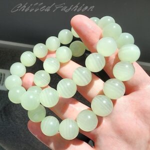 12mm Natural Green Calcite Bracelet - Mint Green Gemstone - Pastel Crystal Jewelry - Minimalist Beaded Accessory - Unisex Gift