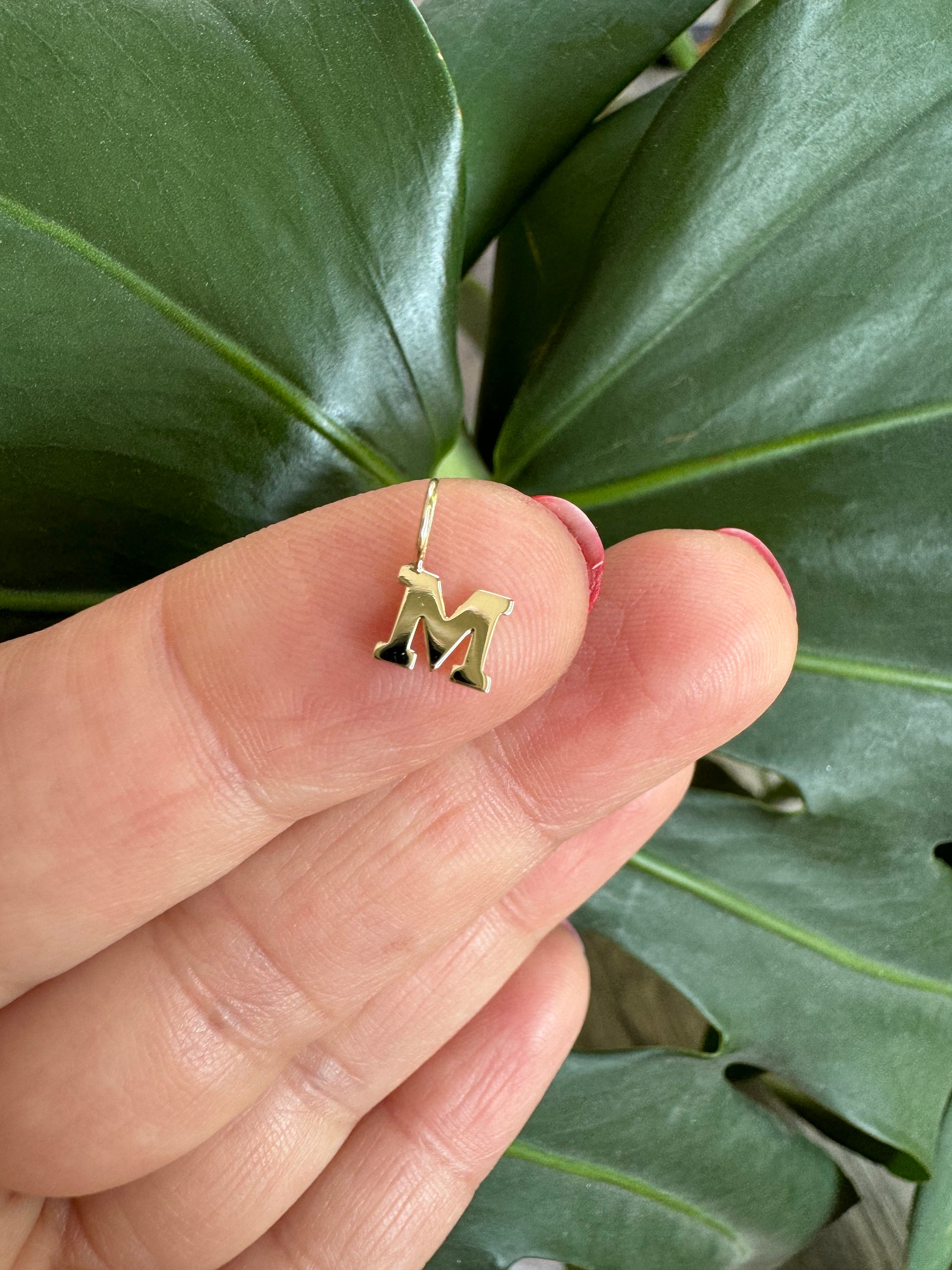 14k Gold Initial Pendant: Minimalist Letter Necklace, 5mm