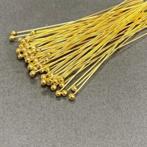 18k Gold 0.40mm 26ga Ball Head Pin • 1 / 1.2 / 1.25 / 1.5 / 2 inches • 1.3 / 1.6 / 2mm Ball • Solid 18 Carat • Tariff Free Delivery to USA