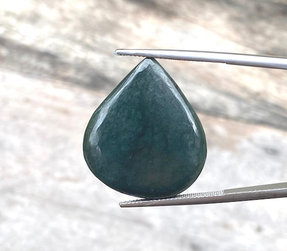 25.50 Carat Natural Black Omphacite Jadeite Cabochon: Burmese Untreated Jade