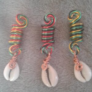 3 Colored Loc Loopies, dreadlock jewelry, loc jewelry, braid, hair accessories, dread beads, loc/hair coils with Cowrie shells. 3 Colored Loc Loopies, dreadlock jewelry, loc jewelry, braid, hair accessories, dread beads, loc/hair coils with Cowrie shells.