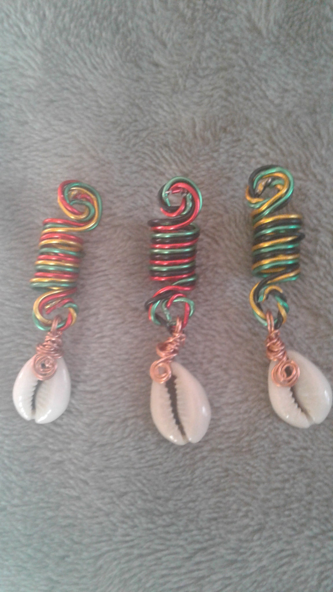 3 Colored Loc Loopies, Dreadlock Jewelry, Loc Jewelry, Braid, Hair Accessories, Dread Beads, Loc/hair Coils With Cowrie Shells.