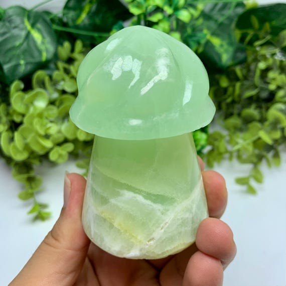 420g Pistachio Calcite Large Mushroom, Hand Made Pistachio Calcite Mushroom, Calcite Mushroom, Pistachio Calcite, Calcite Stone Mushroom