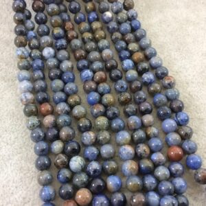 6mm Dumortierite Beads: Glossy Mixed Blue Gemstone Round Beads, 15" Strand