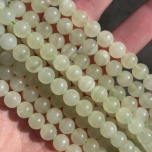 8mm Banded Green Calcite Beads - Natural Stone - Full Strand - 15"
