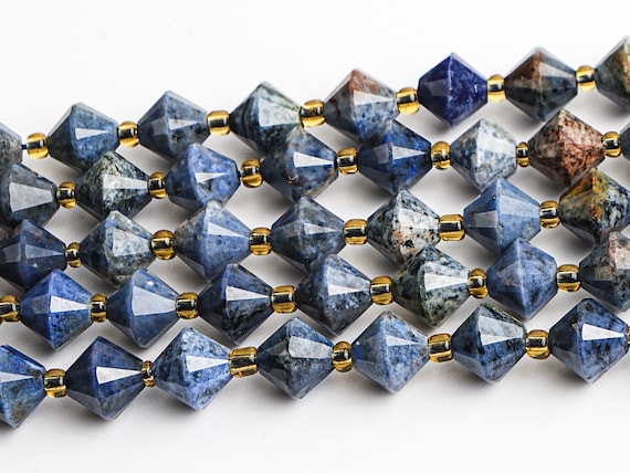 8mm Blue Dumortierite Beads Grade Aa Genuine Natural Gemstone Bicone Faceted Loose Beads 15"/7.5" Bulk Lot Options(126711)