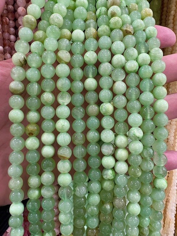90 Perles Calcite Verte Naturelle En 4mm, 6mm (x63), 8mm (x48), 10mm (x38) Grade Aaa, Fil De Pierre Naturelle , Perle En Calcite Verte