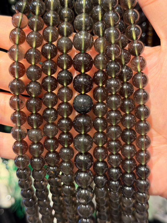 90 Perles Moldavite Naturelle En 4mm, 6mm (x63), 8mm (x48), 10mm (x38) Grade Aaa, Perle Pierre Semi Précieux, Grossiste Pierre