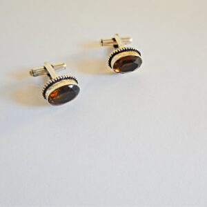 925 Sterling Silver Amber Citrine Men's Cufflink Jewelry, Mens Vintage Groom gift Men's  Free Gift Box, Gemstone cuff links