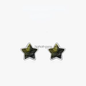 A-Grade Moldavite Earrings from Chlum Czech Republic | 925 Sterling Silver | 18k Gold Plated | Certified High Vibration Crystal Jewelry.