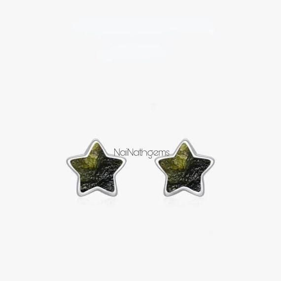A-grade Moldavite Earrings From Chlum Czech Republic | 925 Sterling Silver | 18k Gold Plated | Certified High Vibration Crystal Jewelry. A-grade Moldavite Earrings From Chlum Czech Republic | 925 Sterling Silver | 18k Gold Plated | Certified High Vibration Crystal Jewelry.