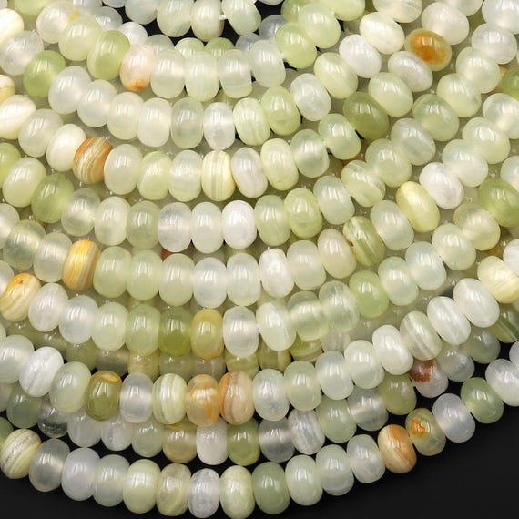 Aaa Natural Green Calcite 6mm Rondelle Beads Aka Afghanistan Jade 15.5" Strand