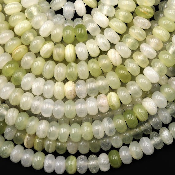 Aaa Natural Green Calcite 8mm Rondelle Beads Aka Afghanistan Jade 15.5" Strand