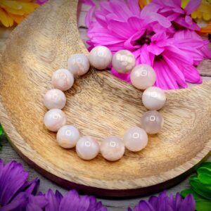 16mm Pink Sakura Agate Cherry Blossom Flower Agate Bracelet 16mm Pink Sakura Agate Cherry Blossom Flower Agate Bracelet