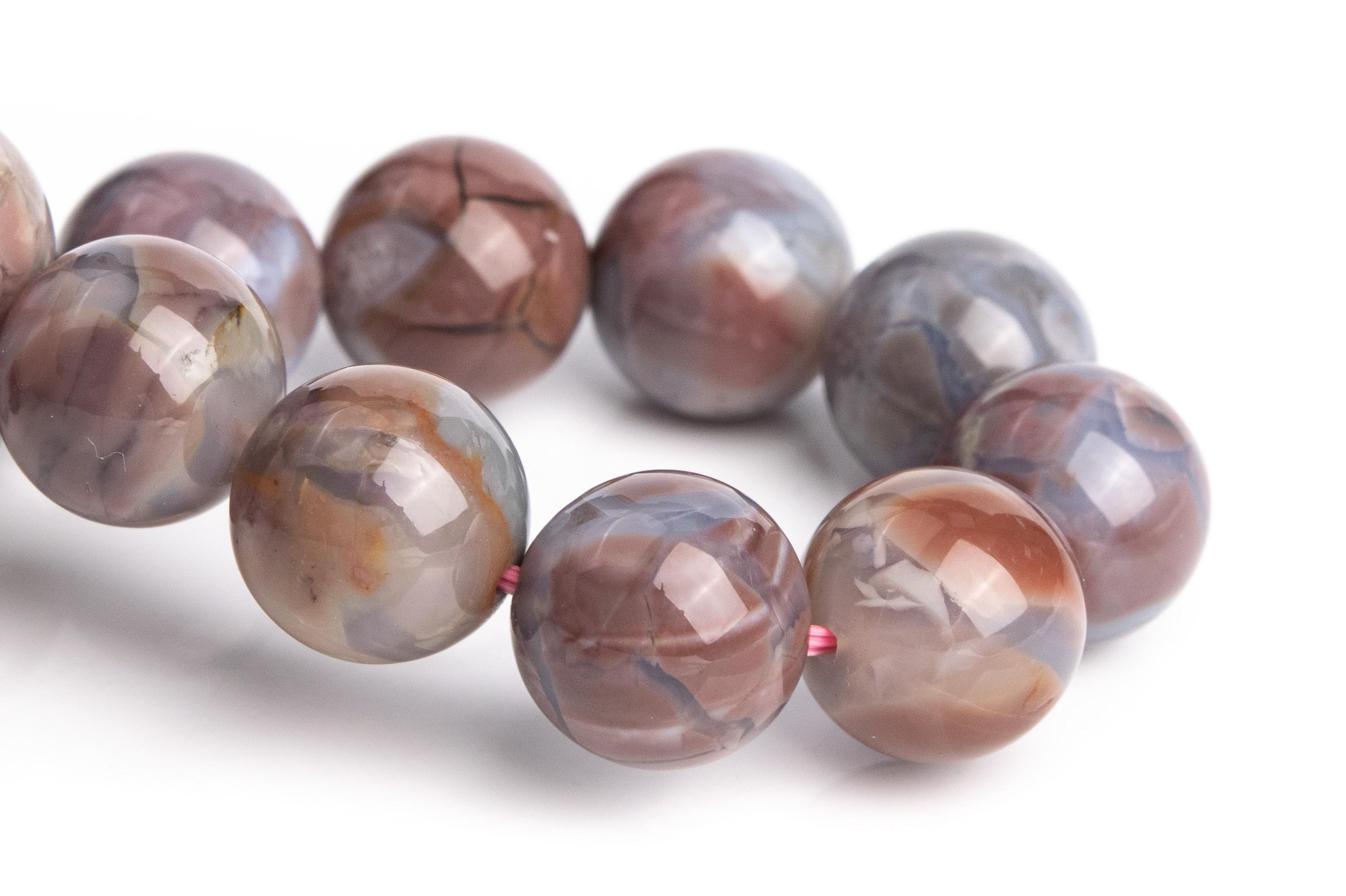8/9/10 Mm Brown Alashan Agate Bead Bracelets Genuine Natural Gemstone Round Beads 7"/7.5" Bulk Lot Options