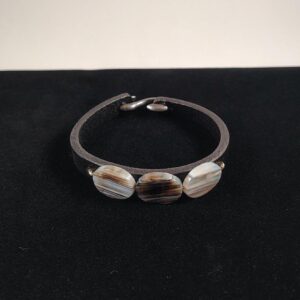 Agate and Leather Bracelet Handmade by Chris Hay Agate and Leather Bracelet Handmade by Chris Hay