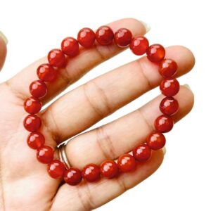 Red Agate Bracelet: Round Gemstone Crystal Jewelry Red Agate Bracelet: Round Gemstone Crystal Jewelry