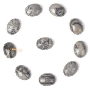 16mm Natural Black Crazy Lace Agate Gemstone Oval Flatback CAB Cabochon