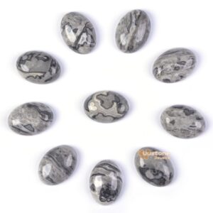 18mm Black crazy lace agate gemstone oval cab cabochon