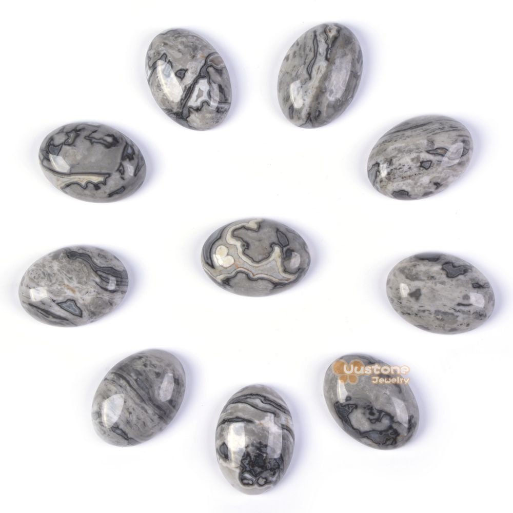18mm Black Crazy Lace Agate Gemstone Oval Cab Cabochon 18mm Black Crazy Lace Agate Gemstone Oval Cab Cabochon