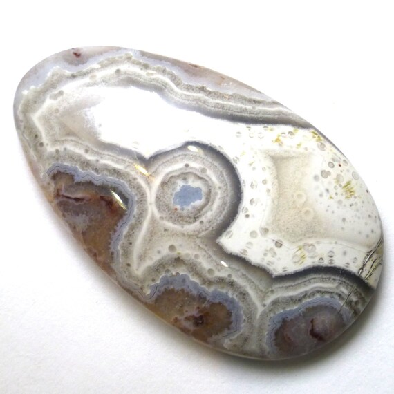 34.73 Carats Purple Passion Agate Cabochon Del Rey Tear Drop Old Stock Material Lilac Lavender Ivory Rings Vintage Cracy Lace Extinct White